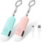 Qoosea 2 Taschenalarm mit 130 dB Persönlicher Alarm Safesound Persönlicher Sicherheitsalarm Wiederaufladbare Sirene Polizei genehmigte Panik Alarm mit LED-Licht, Schlüsselanhänger (Blau+Rosa)