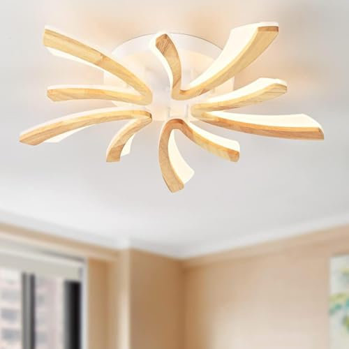 Naoeoon LED Moderne Deckenleuchte Holz,4000K Natürliches Licht,Holzoptik Blumenform,Ø70CM Deckenlampe Für Wohnzimmer,Schlafzimmer,Kinderzimmer,Küche(Nicht Dimmbar)