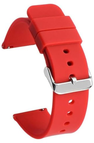 CABLEPELADO Bracelet de montre en silicone, bracelet de montre de sport, bracelet de montre universel, bracelet de montre en silicone, libération rapide, boucle en acier inoxydable, rouge, 22 mm,