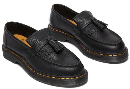 Dr. Martens Unisex-Erwachsene Adrian Yellow Stitch Leather Loafers, Schwarz, 39 EU