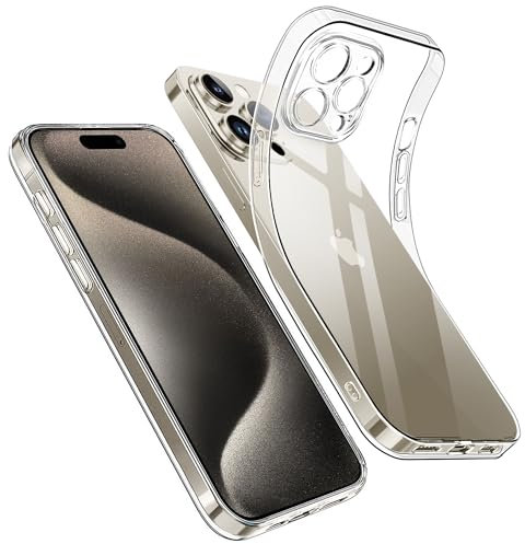 Opkiegrn Cover Compatibile con iPhone 15 Pro Max con Protezione Fotocamera, TPU in silicone Trasparente Sottile Antiurto HD protezione chiara Custodia per iPhone 15 Pro Max