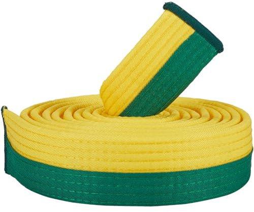 CREATCABIN Gelbgrüner Taekwondo-Gürtel Polyester,Kampfsport-Gürtel,Judo,Karate,TKD,Aikido,Uniform-Gürtel,Rangliste,Lang,Weich,Universelle Passform,Gürtel,Jiu Jitsu Für,Sport-Trainingsausrüstung,280cm