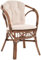 Klassischer Flecht-Sessel im skandinavischem Stil/Korb-Stuhl aus Natur-Rattan (Braun mit Kissen)