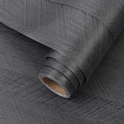 Arthome Black Wood Peel and Stick Wallpaper,40cmx3m Natural Grain Contact Paper Rustic Self Adhesive Removable Waterproof Vinyl Wrap Wall Paper for Furniture