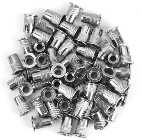 100 Pezzi Dadi Rivetti Filettati in Acciaio Inox M6, Dadi Filettati a Testa Piatta - Resistenza alla Ruggine, Facilità di Installazione, Ideale per Vari Materiali, Filettatura Profonda