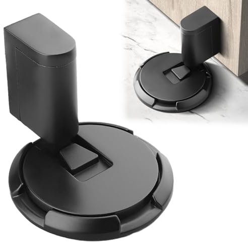 Magnetic Door Stop, Upgraded Punch-Free Mechanical Silent Floor Door Stops Indoors, Adjustable Without Drilling Magnetic Door stoppers with Adhesive for Home Office, Patio (Black)