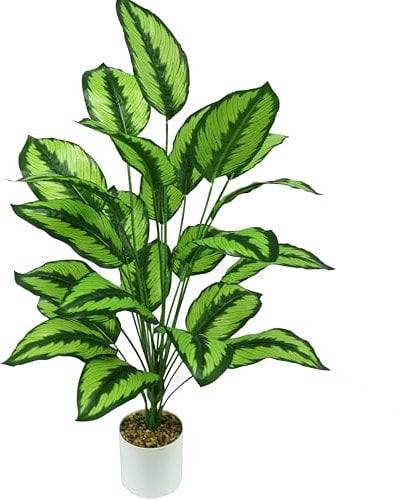 Generisch Artificial Dieffenbachia Artificial Palm Tree with Pot Artificial Palm Tree 82 cm Artificial Plant Fan Palm Large Artificial Palm Tree Fern Palm Monstera Colourful Deco