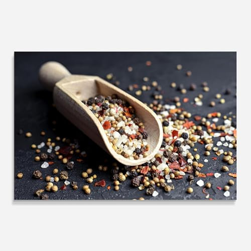 ARTHUB® Crédence de Cuisine en Verre 60x80 cm, Seasoning Table Scoop | Protection Contre Les éclaboussures, Revêtement Mural en Carreaux, Plaque en Verre, Verre trempé, Aliments, Épices