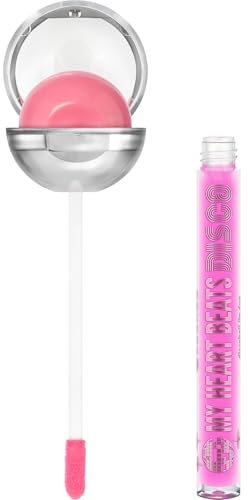 essence MY HEART BEATS DISCO discoball lip duo, Lipgloss, Nr. 01, Pink, pflegend, glänzend, transluzent, vegan, ohne Parabene, Nanopartikel frei, glutenfrei, 1er Pack (9g)