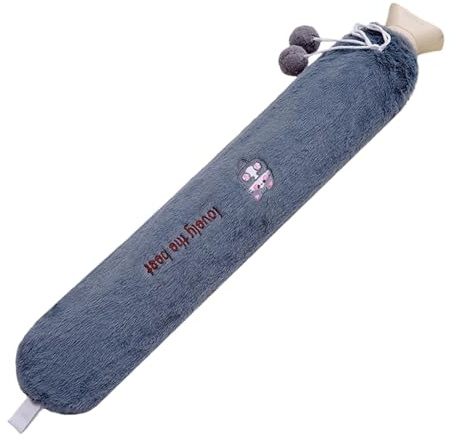 Lange Wärmflasche mit Bezug, weich, Naturkautschuk, weiche Wärmflasche, lange Wärmflasche, schnelle Wärme, einfach zu bedienen, 60 cm, Grau für wärmeren Schlaf