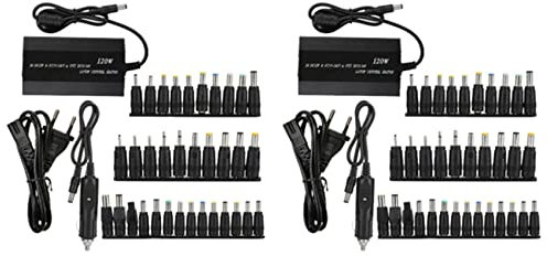 Pyugxab 2X Adattatore Universale per Caricabatterie da Casa per Auto da 120 W 34 Punte per Presa UE per Notebook