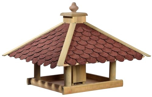 Dehner Natura Premium Wildvogel Futterhaus Brixen, Futterstation für Wildvögel, hochwertiges Vogelhaus, stehend, Bitumen-Dach schützt Vögel und Futter vor Wettereinflüssen, ca. 51 x 40 x 51 cm,