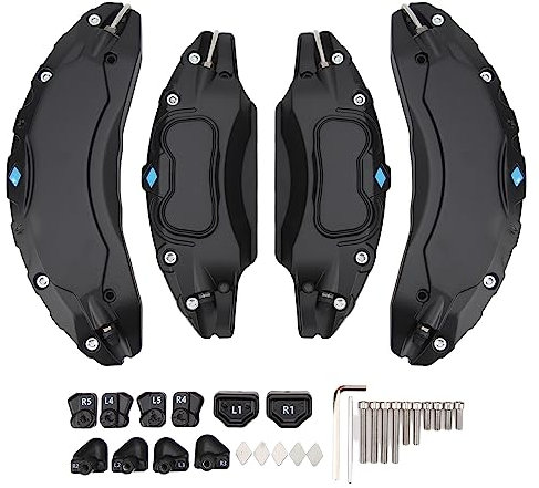 Car Caliper Covers Aluminium Alloy Disc Brake Caliper Guard Protector Cover Replacement for 2017 2023 18in 19in Wheels Hub 4 Pcs Set (Black)