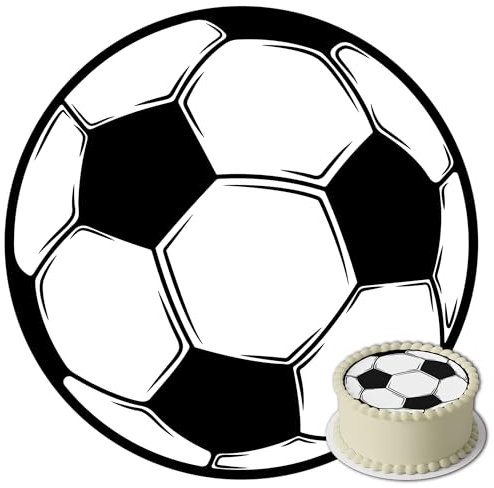 J&M DECO Essbare Tortenaufleger Fußball – Runde Tortendeko 20 cm aus Oblatenpapier – Geburtstag Junge – Esspapier für Geburtstagskuchen – Fußball-Motiv Kinderparty – Glutenfrei & Vegan