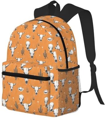 peiyeety Reise-Laptop-Rucksack für Männer und Frauen – wasserabweisender, leichter Strandrucksack, Reisetasche mit Western-Ziegenschädel-Aufdruck und verstellbaren Tragegurten