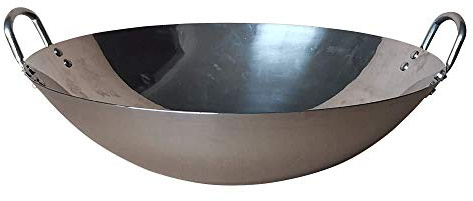 QUSYZD Wok, pentola di Ferro Cinese binaurale Vecchio Stile Tradizionale casa Ristorante Fondo Tondo Acciaio Inossidabile, 75 cm, 60 cm,60cm