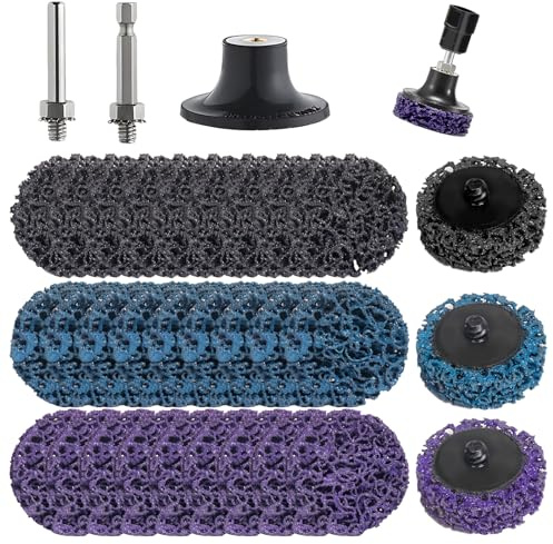 30 Pcs Sanding Discs for Drill, Grinding Discs 2inch, 50mm Paint Stripping Discs with 2 Shank, Durable Poly Paint Removal Disc Used for Grinding and Polishing Metal Steel(Purple/Blue/Black)