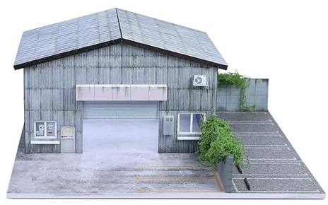 NUEIOVRW Diorama d’exposition de garage 1:64, vitrine avec éclairage LED pour scène de parking, modèle d’atelier pour affichage de modèles réduits de voitures 1:64, vitrine de modèles réduits de