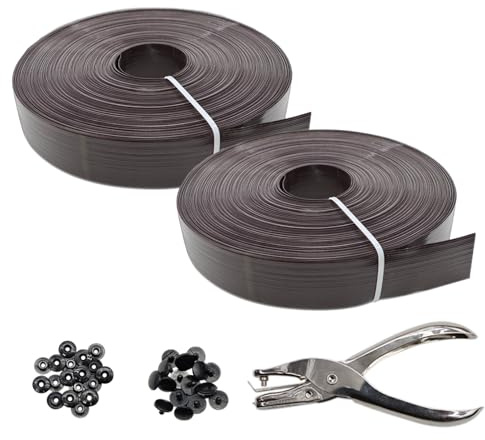 Qlvily Chain Link Fence Privacy Tape, 2 Rolls of 246ft x 0.15ft Chain Link Fence Slats, Fence Covering Privacy, Brown (400PCS Buttons + 1 Puncher Included)