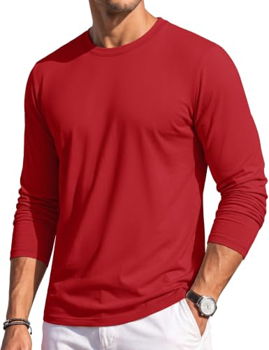 TACVASEN Men's Long Sleeve Cotton T Shirt Breathable Classic Casual Tops