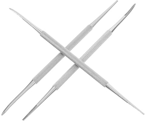 Grattoir à Cuticules en Acier Inoxydable 3 Pièces pour Ongles | Double Embout, Poignée Antidérapante, Format Portable et Léger, Usage Maison Diy, Coloris Argenté