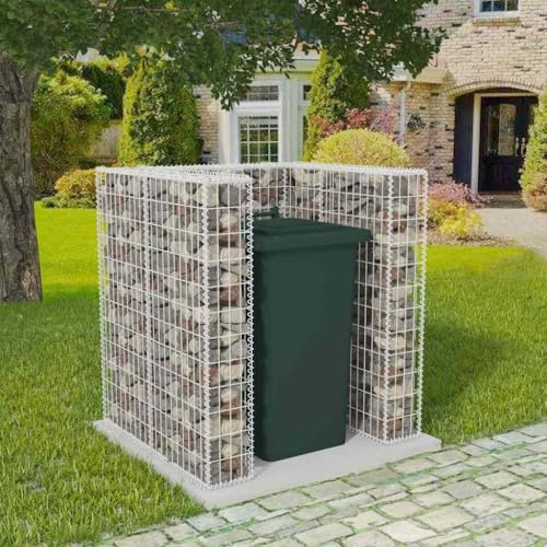 Mokuyary Panier de Gabion Simple Acier 110 x 100 x 120 cm, Abri de Jardin Cache pour poubelles, Conteneur d'extérieur Coffre de Rangement