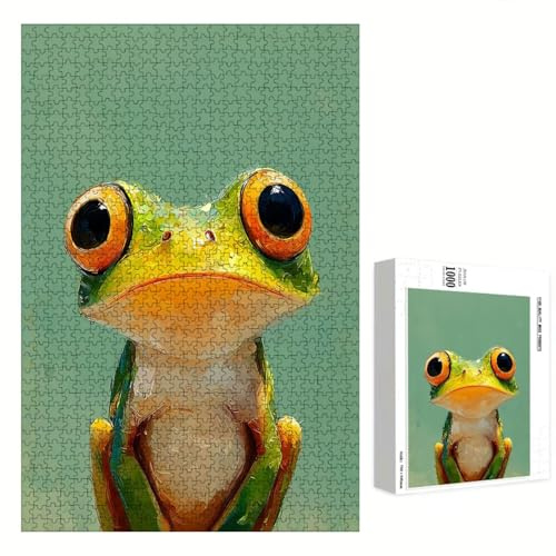 200 Teile Puzzle für Erwachsene, Grün & Frosch, Robustes Holz Puzzle mit Perfekter Passform,35x25 cm, Inklusive Poster, Geschenk & Achtsamkeit, Wanddeko, Nicht für Kinder unter 14 Jahren P3#1250