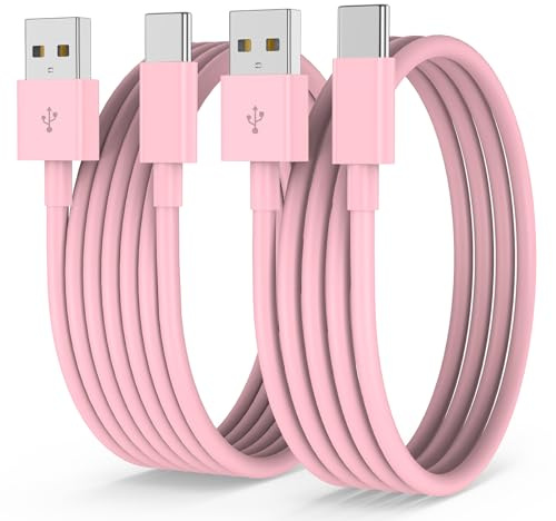 USB C Charger Cable, 2 Pack 1m Pink USB A to USB C Cable Carplay for iPhone 17/17Pro/17Pro Max/17 Air/16/iPhone16 Pro/16 Pro max/16 Plus/iPhone 15/15 Pro/15 Pro max/15 Plus/iPad/iPad Pro/iPad/Pro