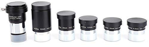 2X Barlow Lens with Plossl Eyepiece Set 6.3mm 10mm 12.5mm 20mm 32mm, 1.25 Inch Telescope Accessories for Orion, M42 Thread for Astrophotography