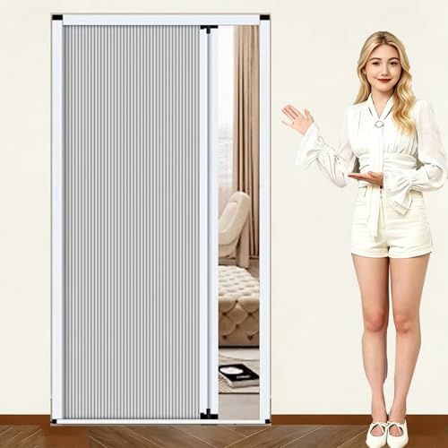 Concertina Door No-Drilling Interior Accordion Retractable Folding Door, White Concertina Doors 60 65 70 75 80 85 90 95 100 cm Wide, Temporary Sliding Invisible Door with Lock(28x79in/70x200cm)