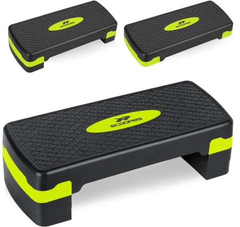Scoopes 120 kg Stepper Fitness Aerobic Step 3 Stufen 10/15/20 cm | Höhenverstellbares Steppbrett Zuhause, Stepboard für Cardio, Aerobic und Fitness, Rutschfest 67 x 27 cm