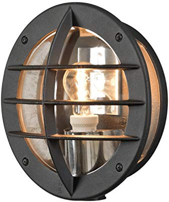 Außenwandleuchte ODEN mit Steckdose, Aluminium Schwarz / Acrylglas klar, Ø 31cm