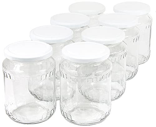 Wamat 720 ml Einweckgläser mit Deckel weiß Einmachgläser Vorratsgläser Einmachglas Weck (Menge: 24 Stück)