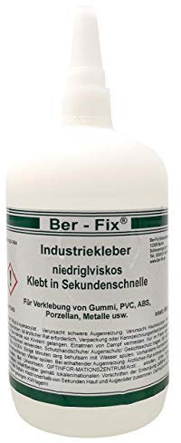 Ber-Fix Industriekleber Extra Stark Kunststoff 500g - Vielseitiger Sekundenkleber für Metall, Kunststoff, Holz, Keramik - Wasserdicht, Hitzebeständig, Transparent Mit Innovativem Verschlusssystem