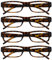 OPULIZE ACE Lesebrille für Damen und Herren - 4er-Pack - Schmaler Rechteckiger Rahmen - Komfort Federscharniere - Kratzfest - Braun Schildpatt UVR +3.00