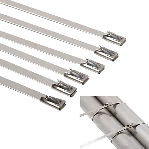 KafTon Stainless Steel Cable Ties (Grade 316) 300mm x 4.6mm Silver (Pack of 50)