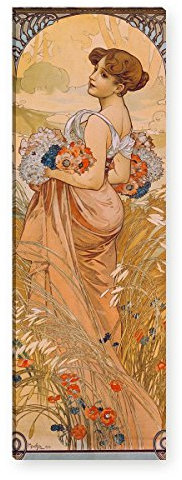 Wandkings Leinwandbilder von Alfons Mucha - Wähle ein Motiv & Größe: Der Sommer - 30 x 90 cm