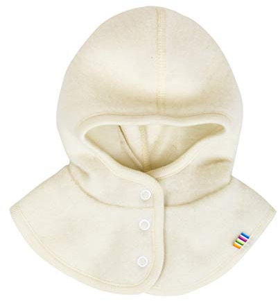 Joha Baby Kinder Unisex Schalmütze aufknöpfbar Balaclava Merino-Wolle, Größe:45, Farbe:Natur