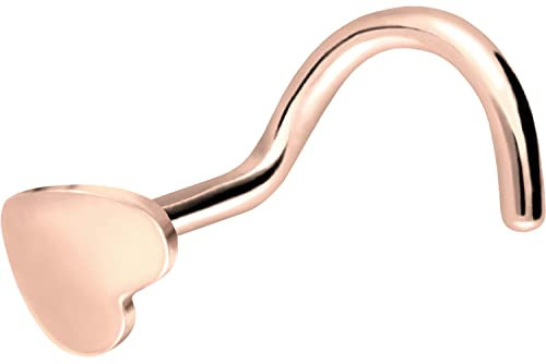 PIERCINGLINE Chirurgenstahl Nasenpiercing Spirale Herz Piercing Nase Stecker Roségoldfarben