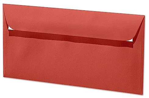 ARTOZ 75x Briefumschläge DIN Lang Rot 100 g/m² selbstklebend - DL 224x114 mm - Kuvert ohne Fenster - Umschläge mit Haftklebung Abziehstreifen