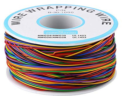 Ausla 30AWG 0,6 mm Klingeldraht 8 Farben, Kupfer Solid Kabel Elektrokabel aus verzinntem Kupferdraht, 8 Farben Isolierwickel-Kupfer-Testkabel, 250m/1 Rolle