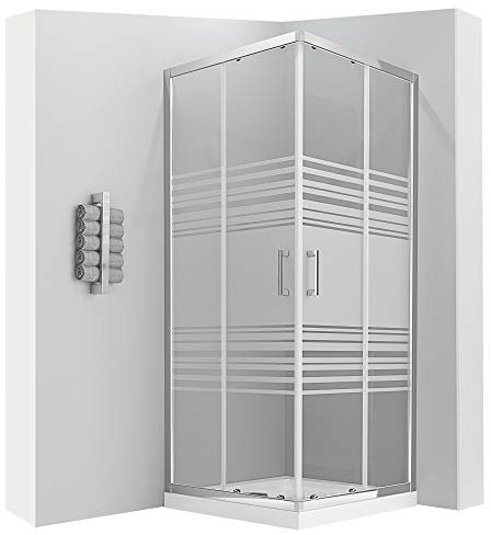 LANA Cabine douche H 180 cm porte coulissante semi-opaque 85 x 85 cm