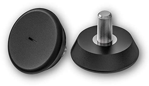 OL 4 Stellteller/Möbelfüße/Bodenausgleichsschrauben Kunststoff mit Gewindebolzen Stahl verzinkt, schwarz (M 6 x 20 mm, Fuß 30 mm)