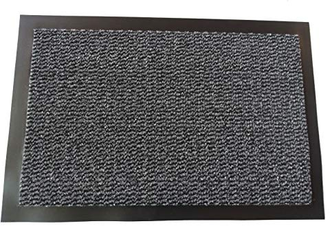 MERTEX Zeitlose Schmutzfangmatte Türmatte Sauberlauf Schmutzmatte Fußabstreifer für Flur Eingangsbereich Haustür innen und außen (grau-schwarz meliert 90 x 250 cm)