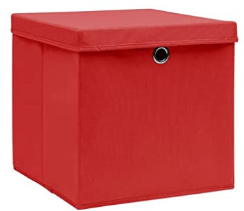 vidaXL 10x Aufbewahrungsbox mit Deckeln Zusammenklappbar Spielkiste Regalkorb Faltkiste Korb Kinderbox Box Kiste Faltbox 28x28x28cm Rot