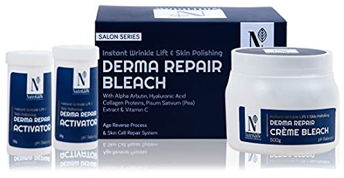 Nutriglow Advanced Organics Derma Repair Cream Bleach Kit for Fight with Hyper Pigmentation & Dark Spot, Instant Wrinkle Lift & Skin Polishing, 700Gm
