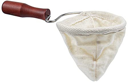 AUEAR, Wooden Handle Coffee Filter Reusable Cafe Flannel Cloth Filter Bag Coffee Sock Strainer