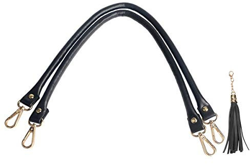 Beaulegan Handbag Leather Handles Replacement 2 Pcs, 60cm Long(Black/Gold)