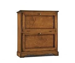 Mar.c.a. Design - Zapatero con 2 puertas de madera maciza y MDF nogal oscuro con cajón, mueble zapatero ahorra espacio estilo arte pobre Made in Italy - Medidas 79x30x90h