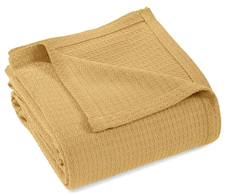 Superior Baumwolldecke mit Waffelmuster, für Picknick, Strand, Reisen oder Camping, Bequeme Decke, Schlafzimmer-Dekor, Essentials, Bezug für Bett, Couch, Lounging, Wabenstrick, Full/Queen, Sahara
